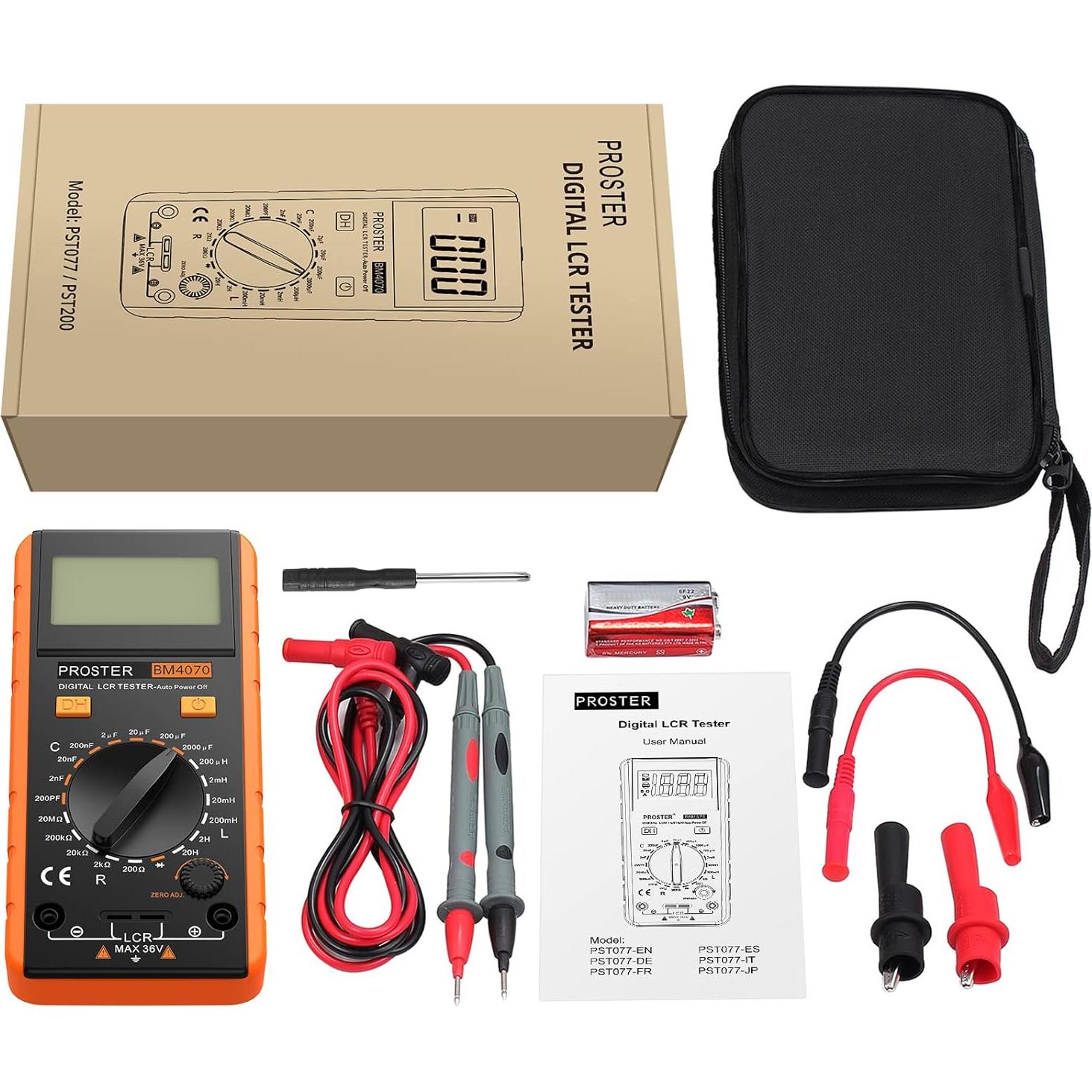 Medidor LCR Digital Proster AE121 - Capacitancia, Resistencia e Inductancia