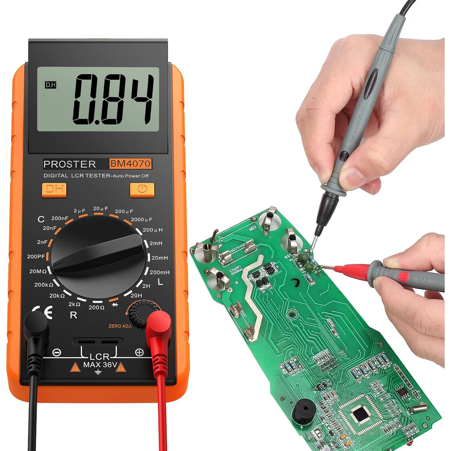 Medidor LCR Digital Proster AE121 - Capacitancia, Resistencia e Inductancia