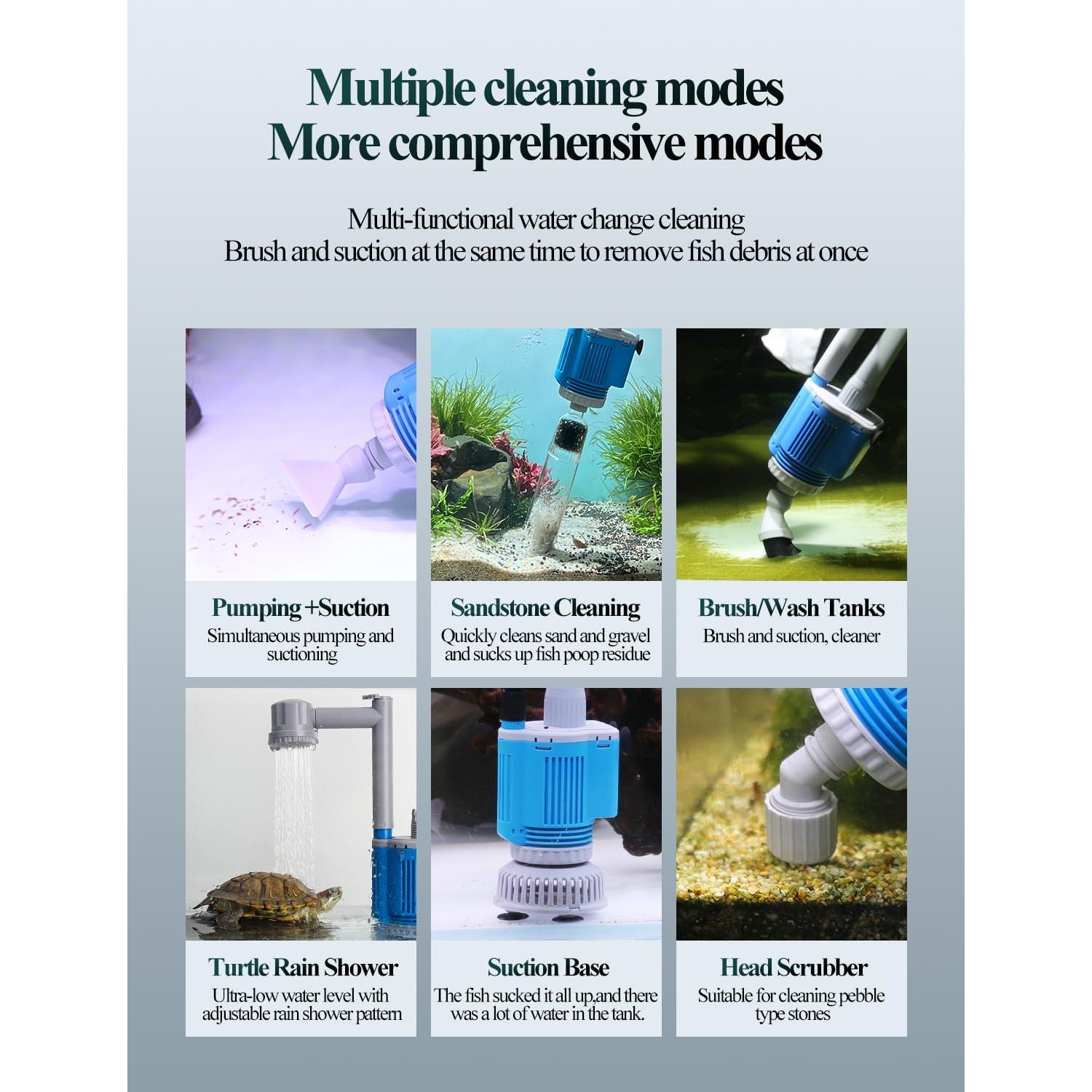 Limpiador de Grava para Acuarios UPETTOOLS 6 en 1 28W 1700L/h