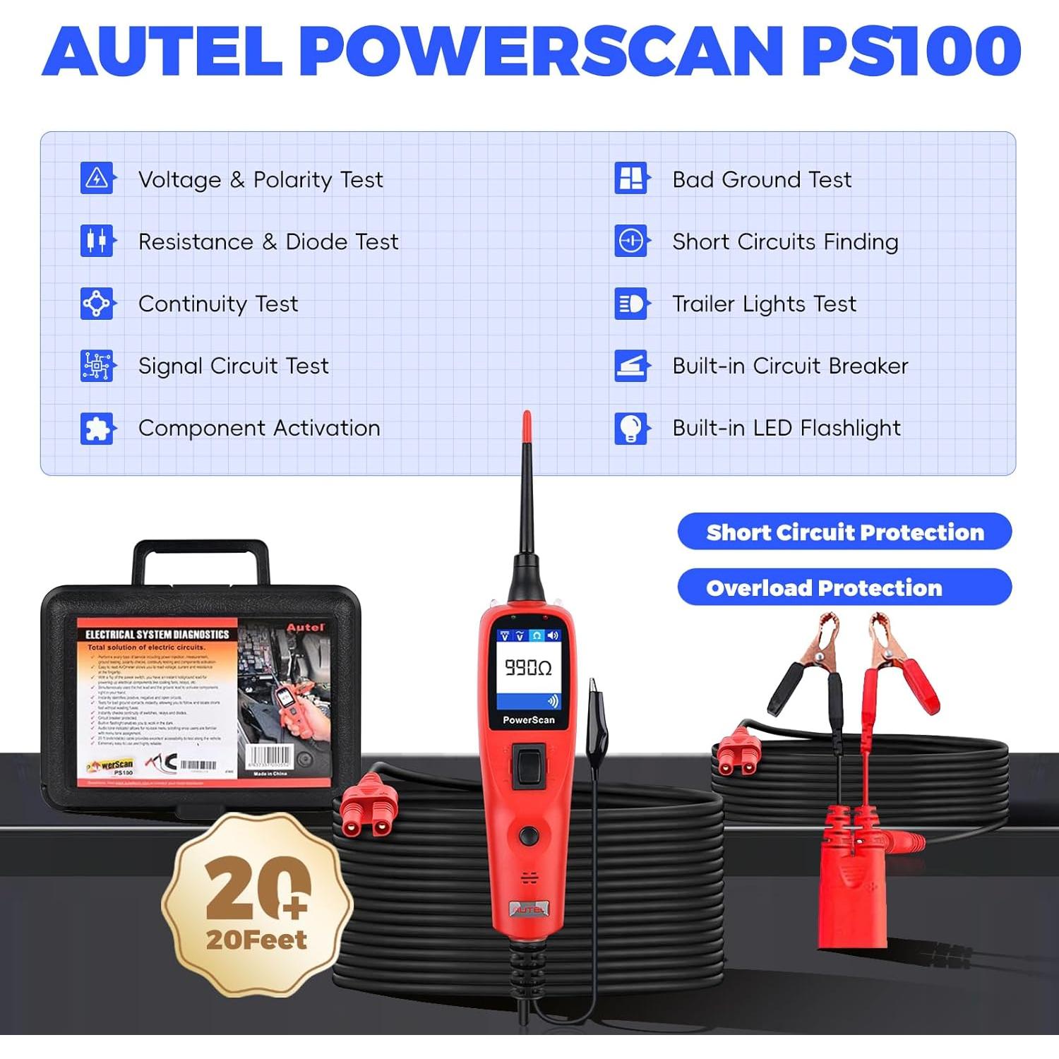 Autel PowerScan PS100 Probador de Circuitos 12V 24V