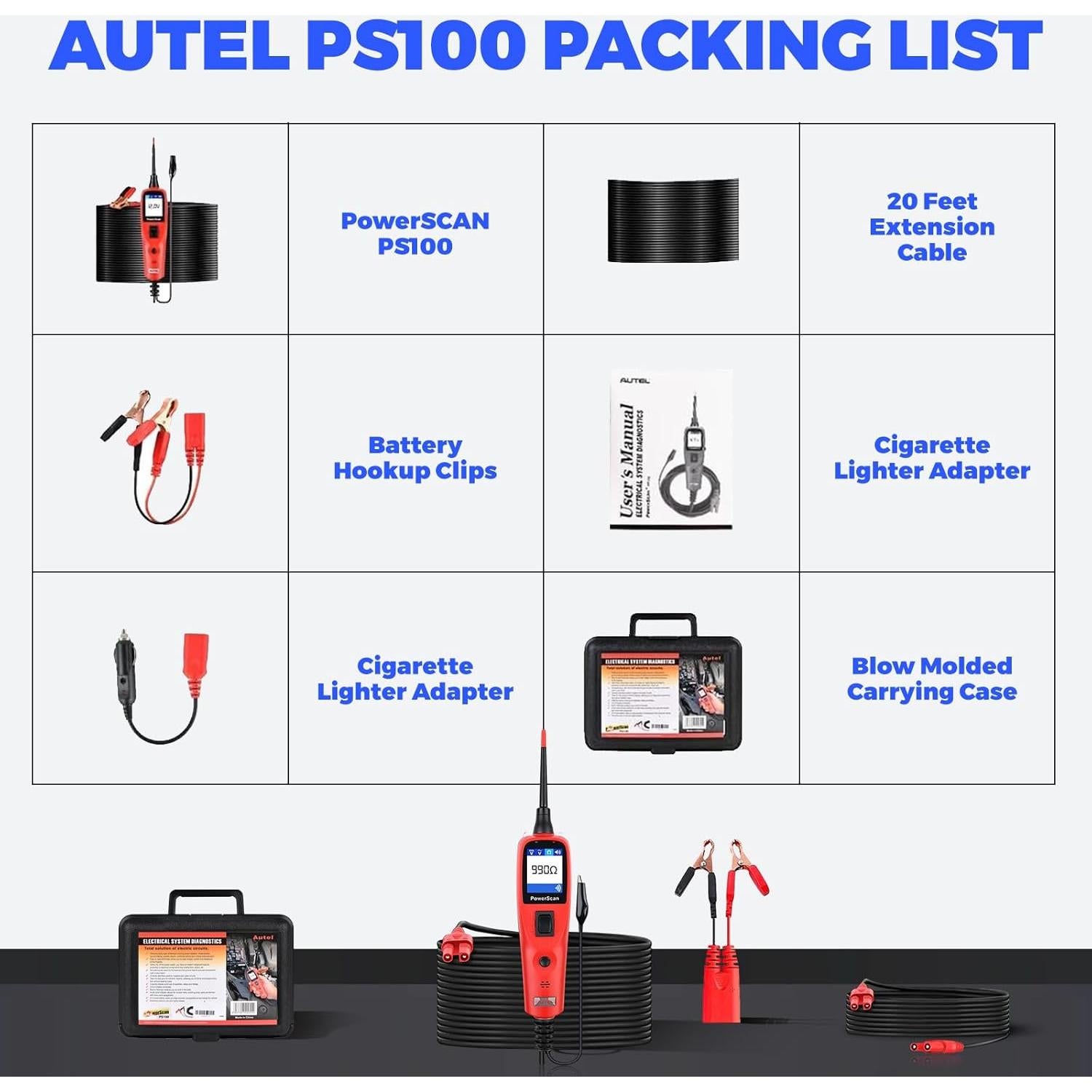 Autel PowerScan PS100 Probador de Circuitos 12V 24V