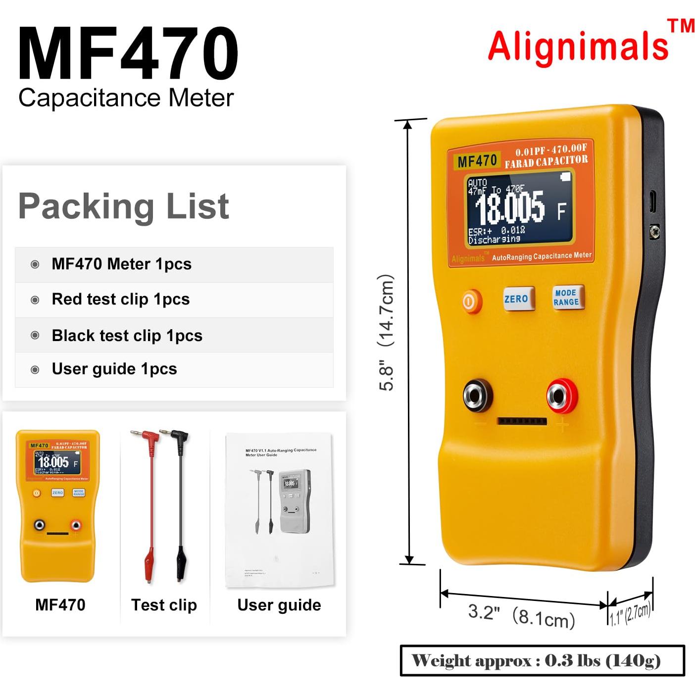 Probador de Capacitores MF470 Alignimals 0.01pF a 470F