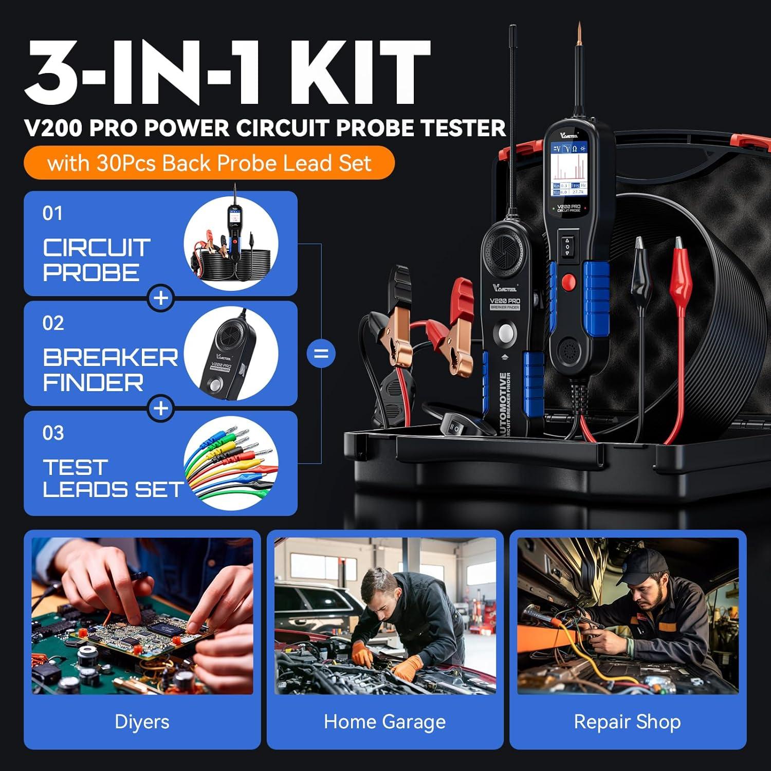 VDIAGTOOL V200 Pro Kit Probador Circuito Automotriz 12/24V