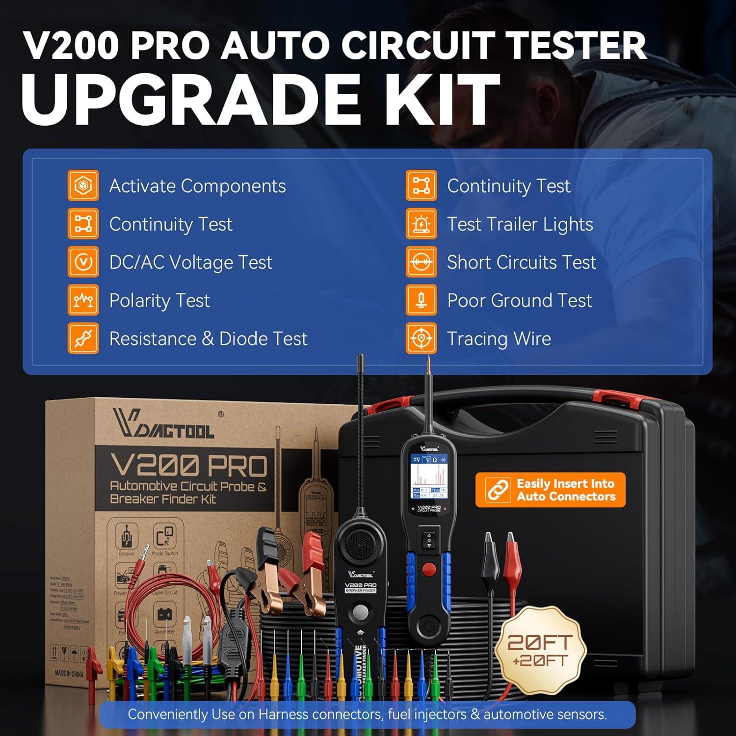 VDIAGTOOL V200 Pro Kit Probador Circuito Automotriz 12/24V