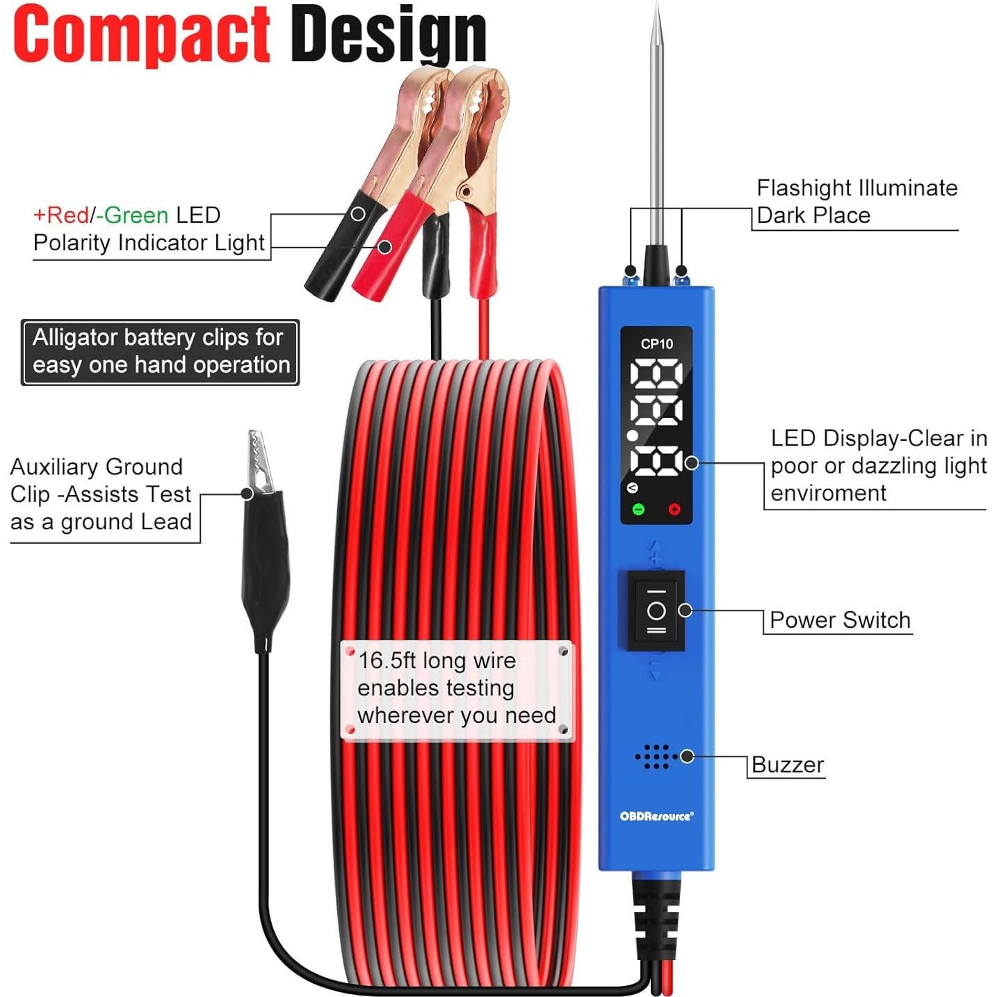 Probador de Circuitos Automotriz OBDResource CP10 12V 24V