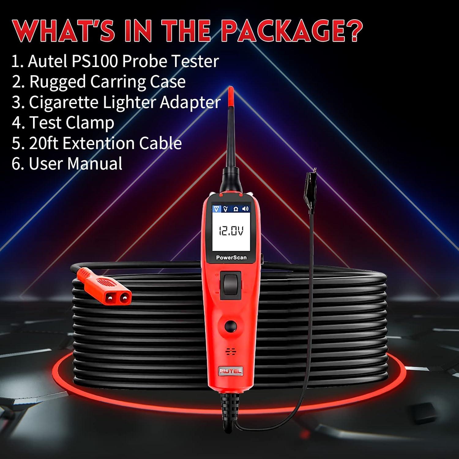 Probador de Circuitos Autel PowerScan PS100 12V 24V con Cable 6.1m