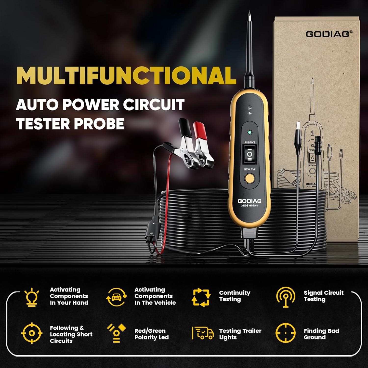 Probador de Circuito Eléctrico GODIAG GT103 PRO 6V-30V