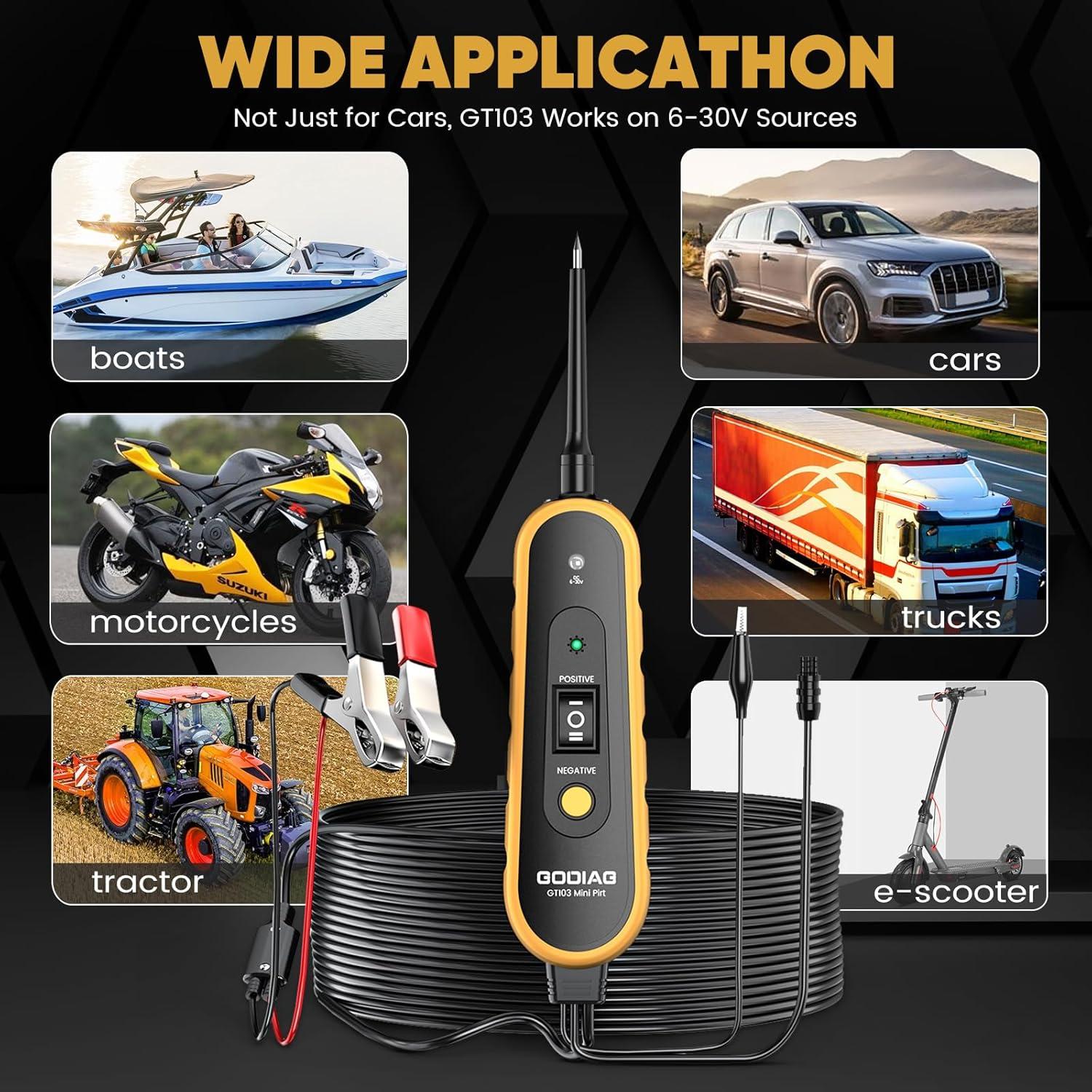 Probador de Circuito Eléctrico GODIAG GT103 PRO 6V-30V