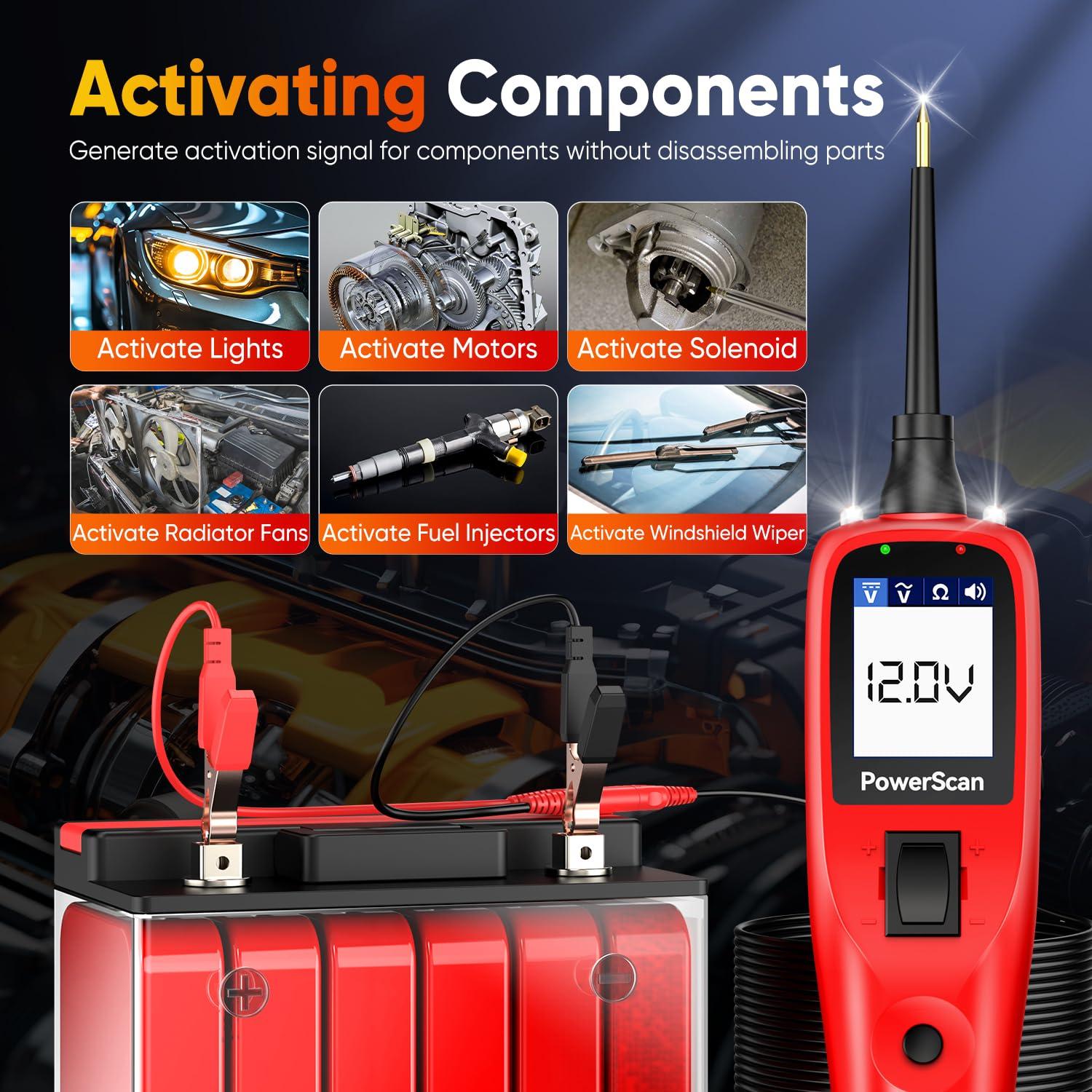 Probador de Circuitos Automotriz Autel PowerScan 12V-24V 12.19m