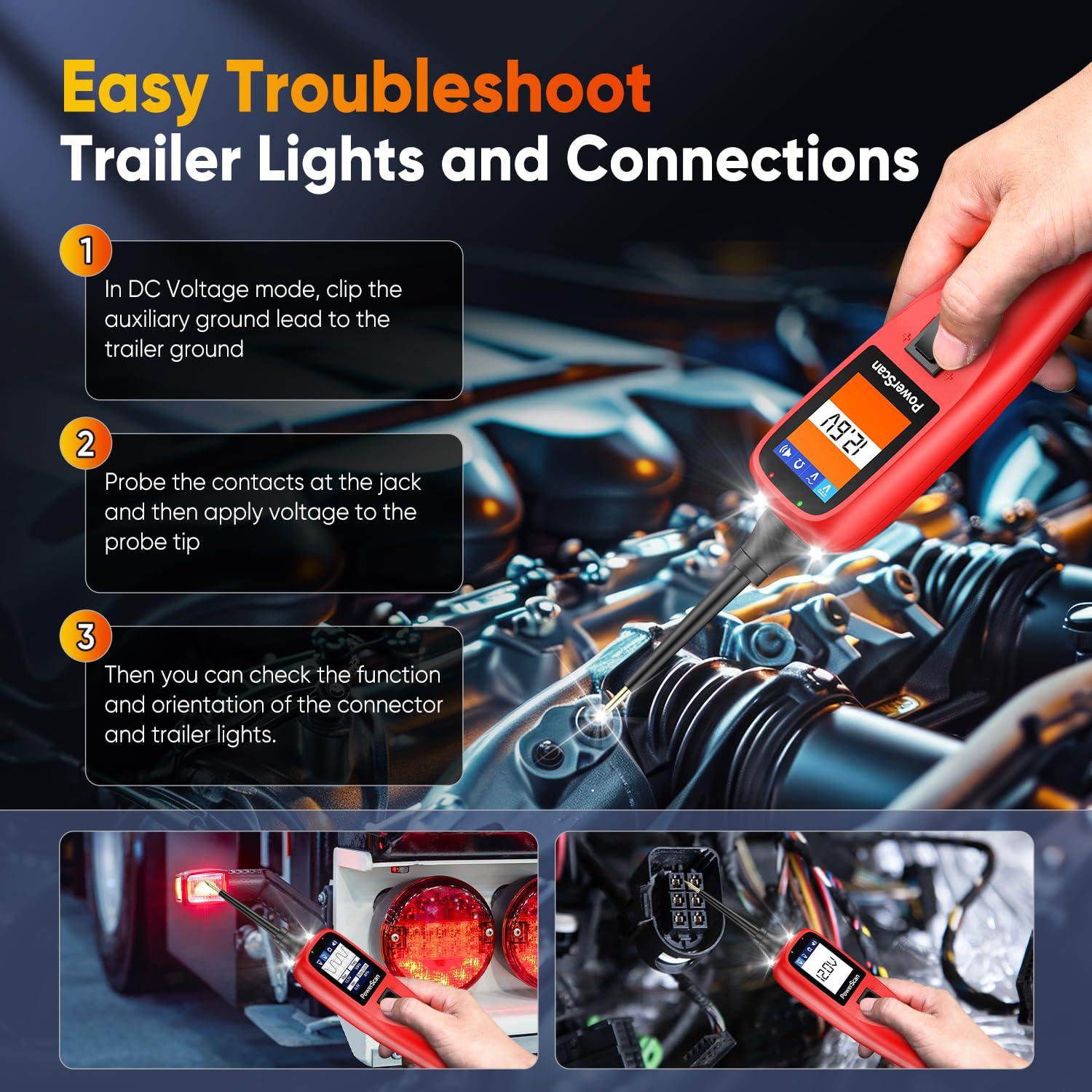 Probador de Circuitos Automotriz Autel PowerScan 12V-24V 12.19m