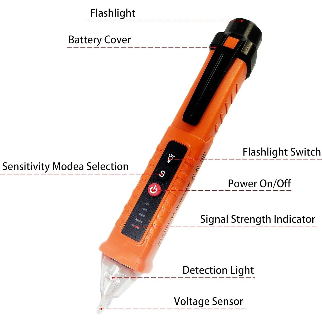 Probador de Voltaje Sin Contacto MXCOIRTP MT01 12V-1000V Naranja