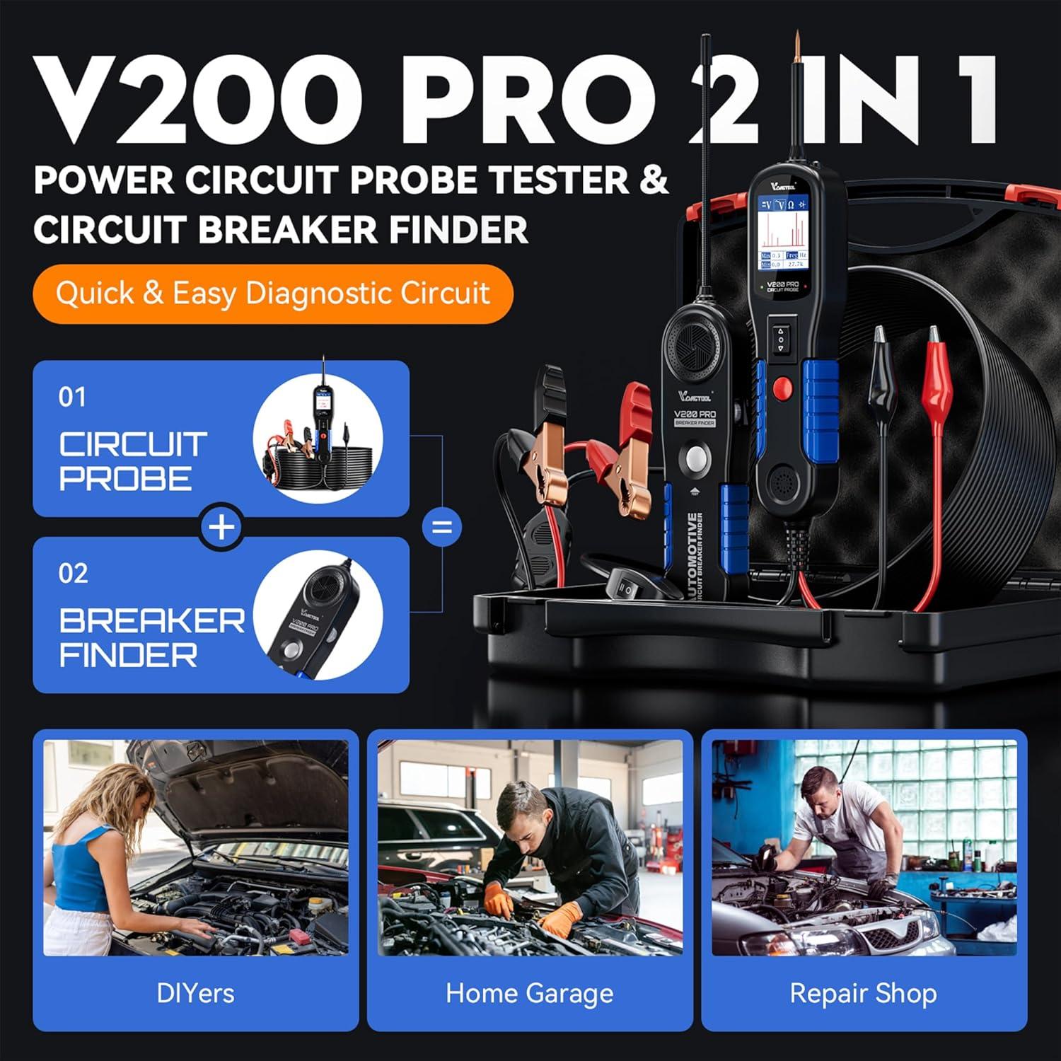 VDIAGTOOL V200 Pro Probador de Circuitos 12-42V Automotriz