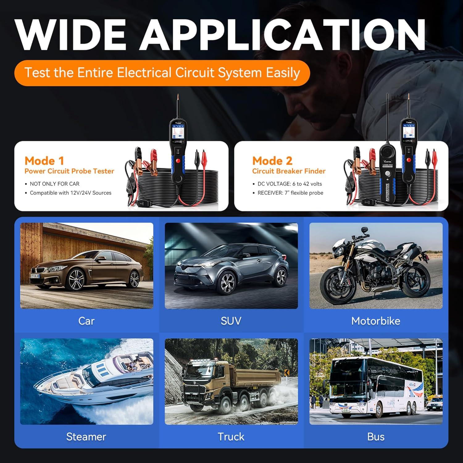 VDIAGTOOL V200 Pro Probador de Circuitos 12-42V Automotriz