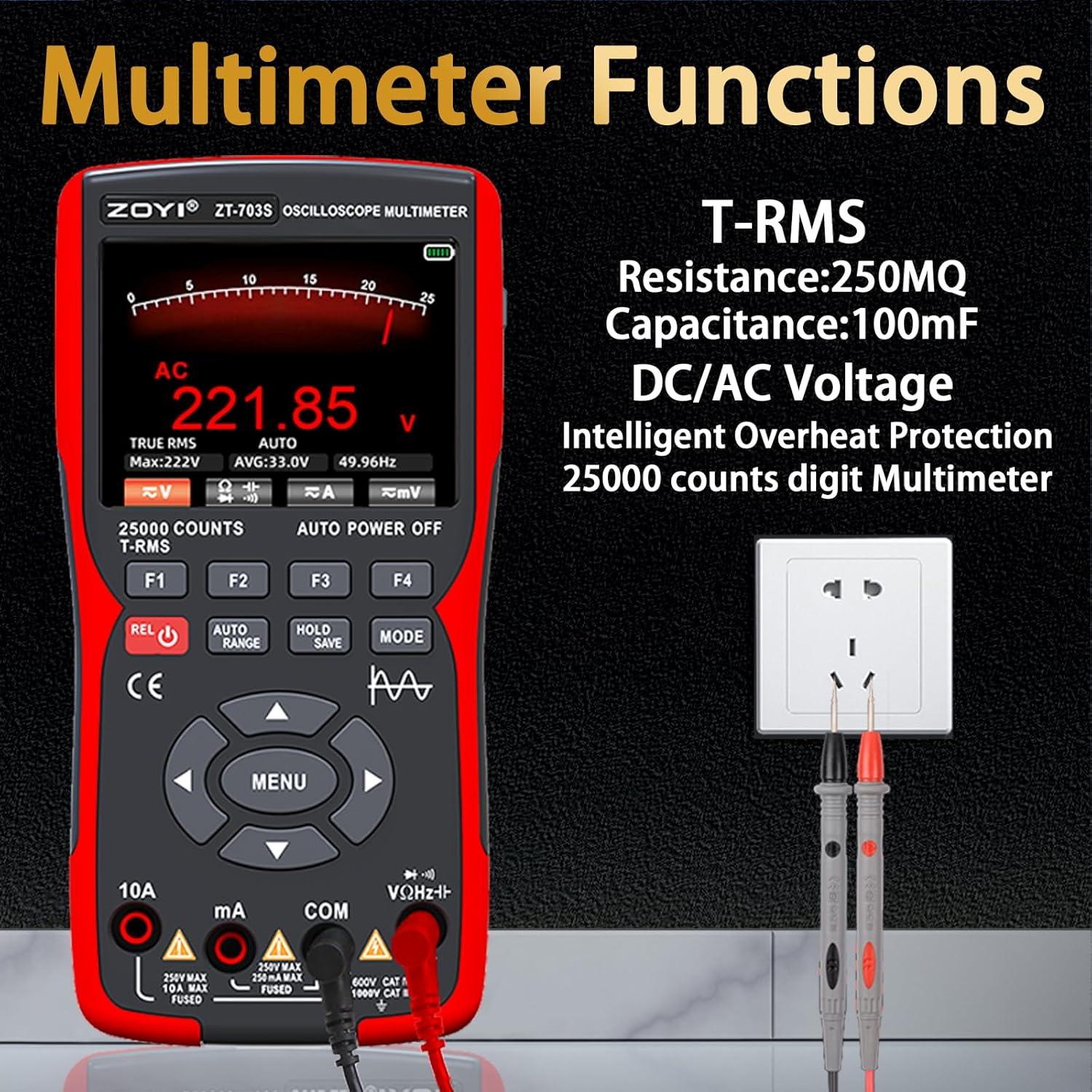 Multímetro Digital ZOYI ZT-703S 50MHz Pantalla TFT 3.5"