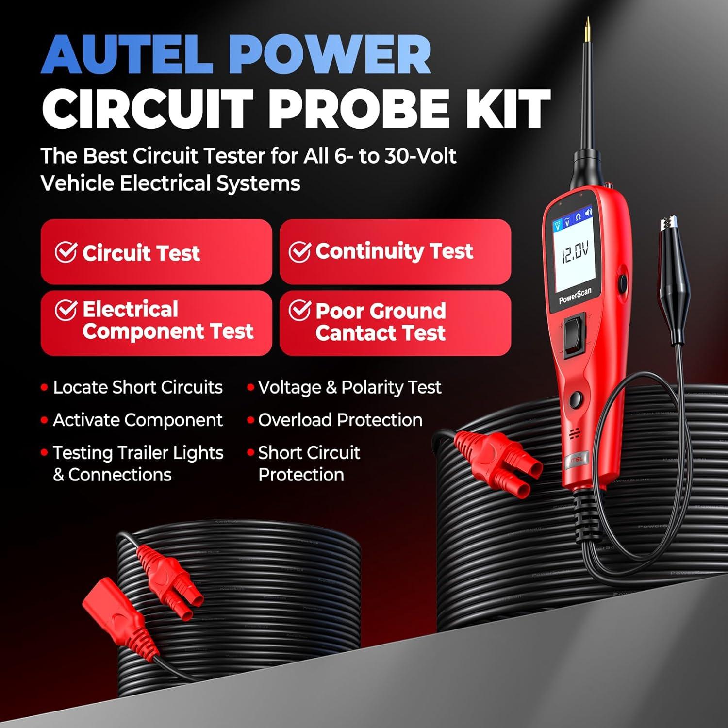 Probador de Circuito Automotriz Autel PowerScan PS100 12V 24V