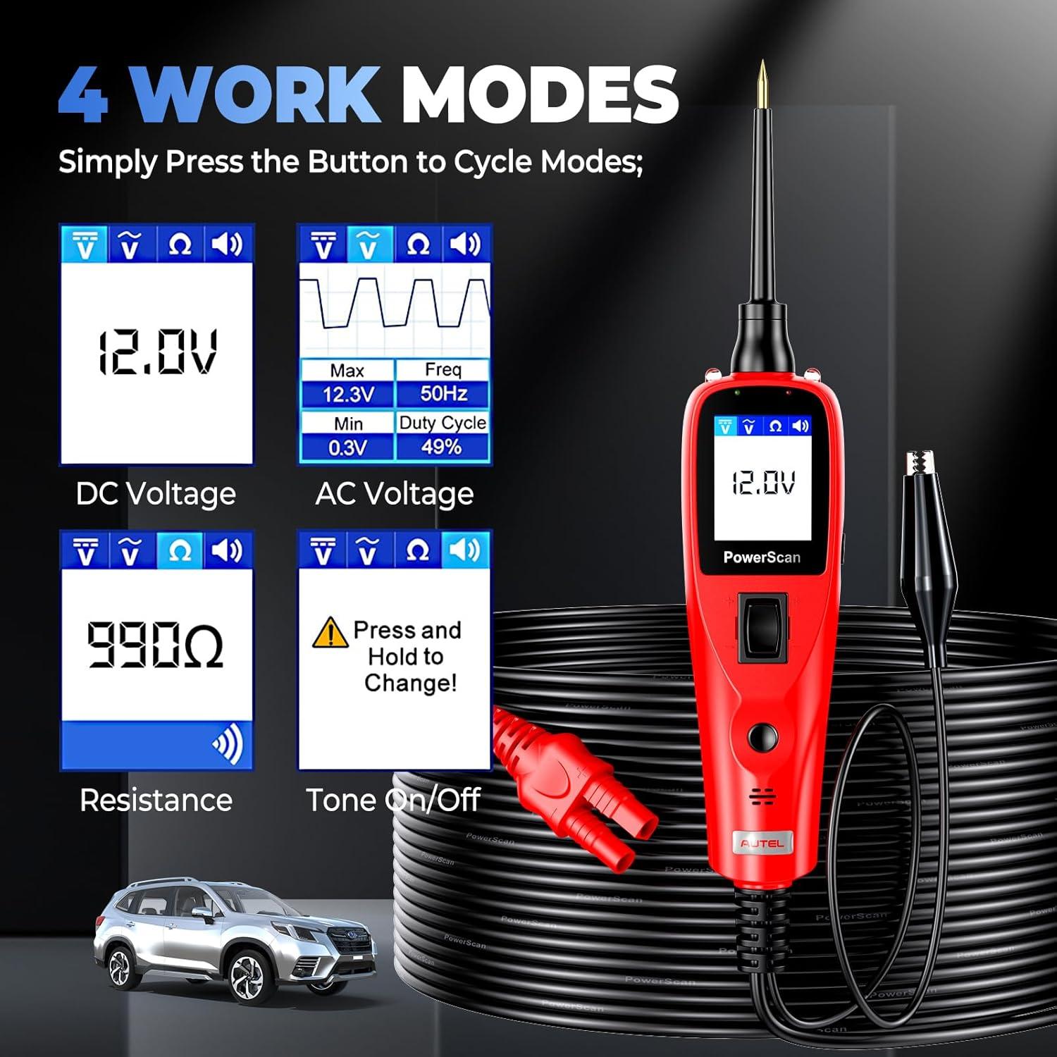 Probador de Circuito Automotriz Autel PowerScan PS100 12V 24V