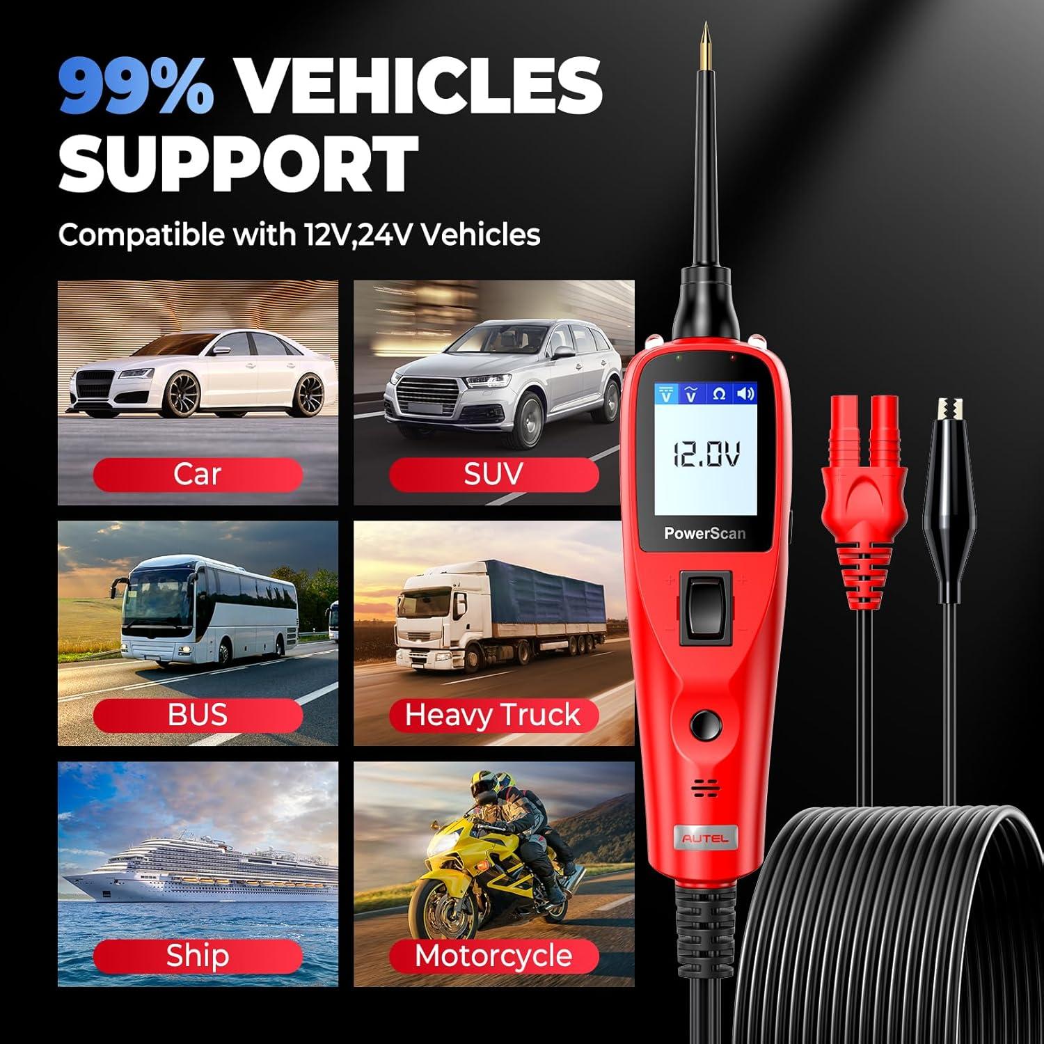 Probador de Circuito Automotriz Autel PowerScan PS100 12V 24V