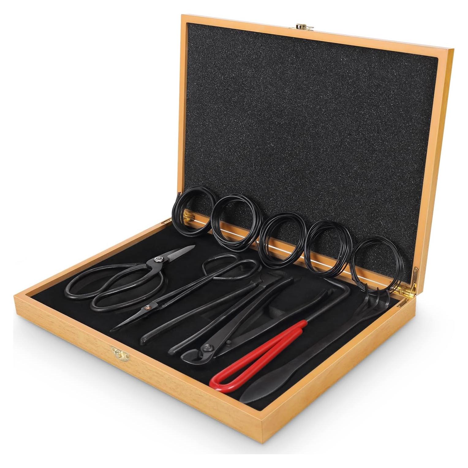 Juego de Herramientas de Bonsái SOLIGT 12 Piezas con Caja