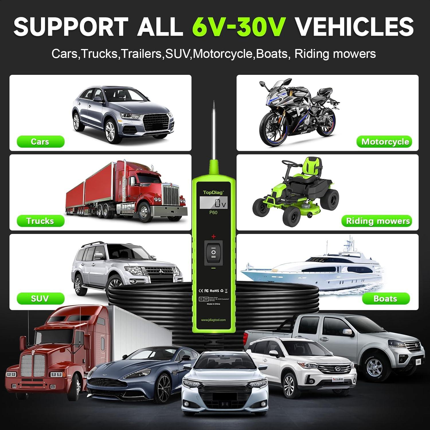 Kit de prueba de circuitos automotrices TopDiag P60 6-30V