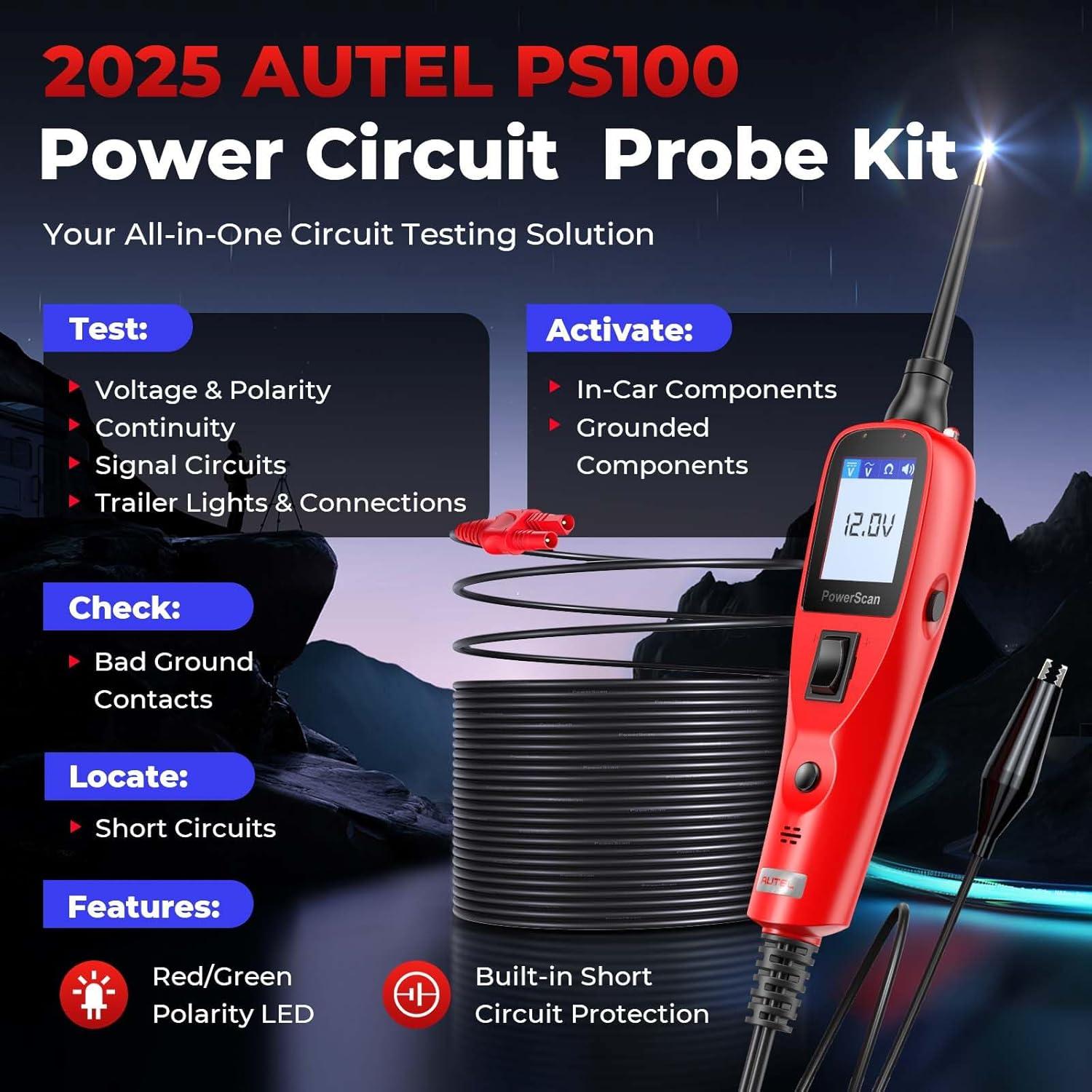 Probador de Circuitos Autel PS100 12-24V 20FT Multímetro