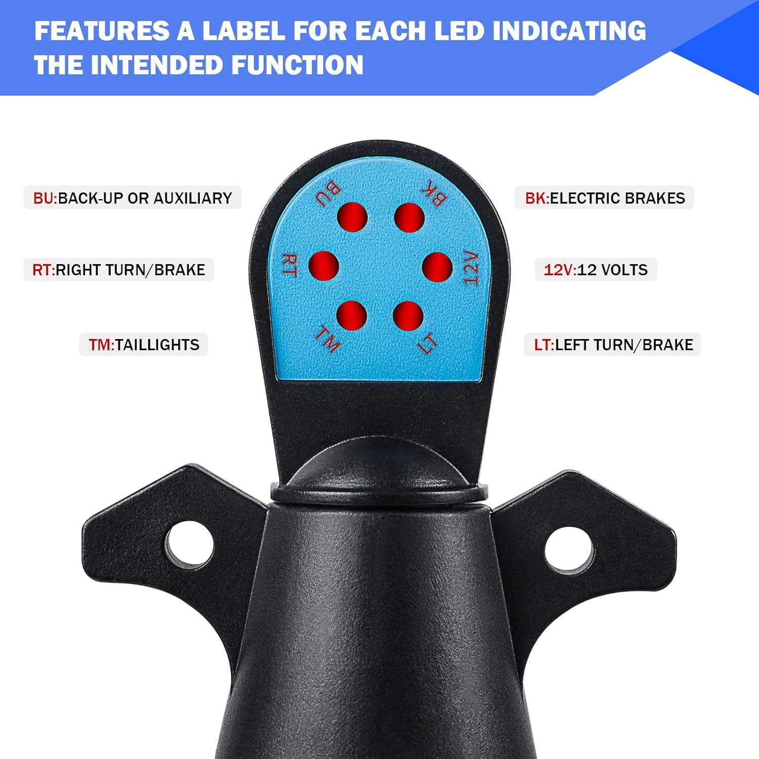 Probador de Luz de Remolque WUSHIXAN 7 Pines LED