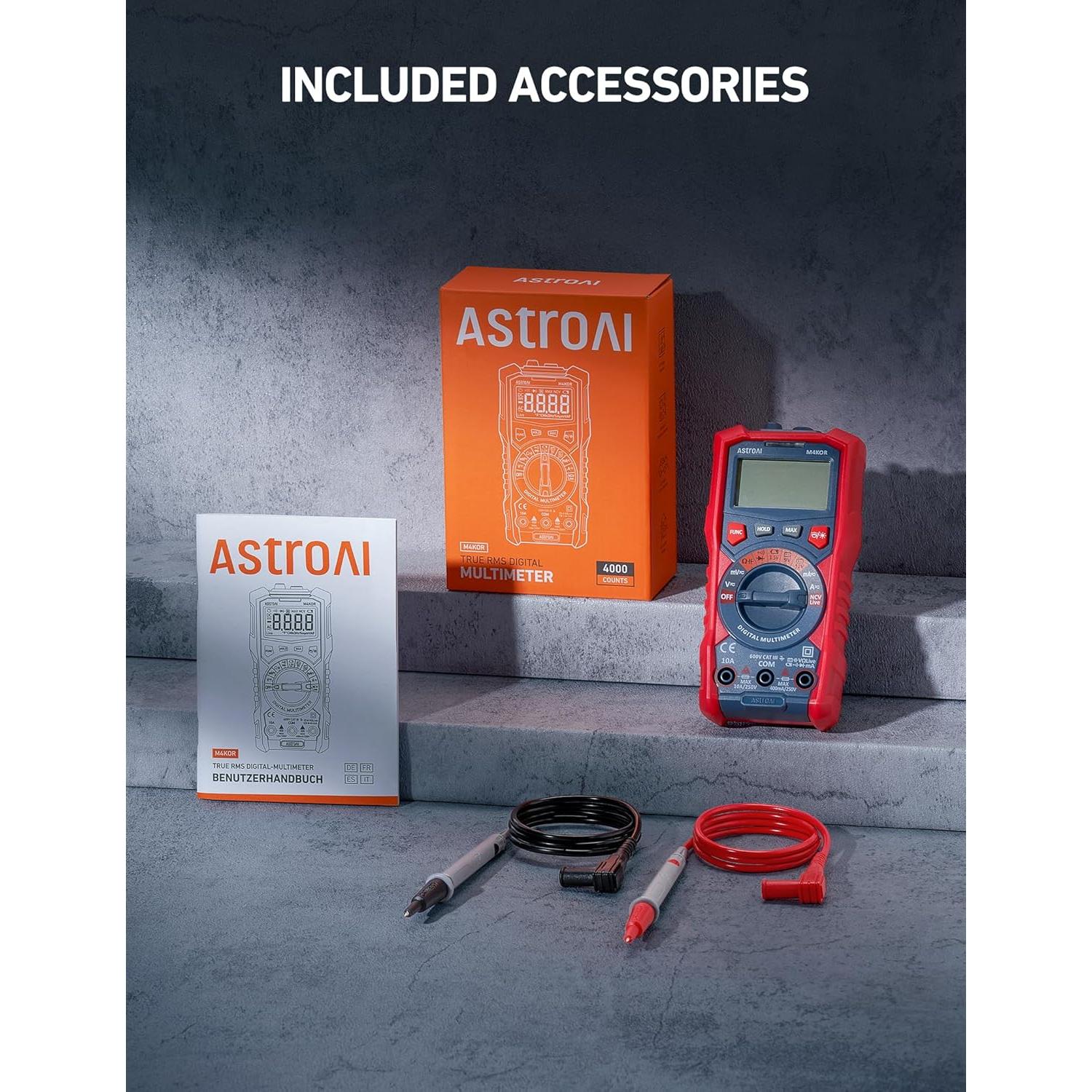 Multímetro Digital AstroAI ASIM4K0R TRMS 4000 Cuentas