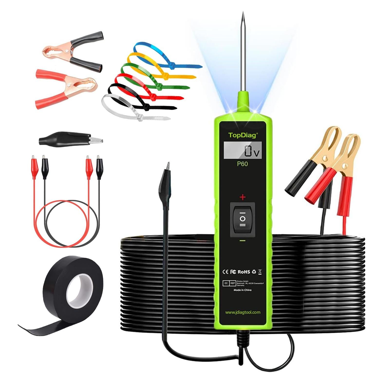 Probador de Circuito Automotriz Aottykro P60 12V-30V