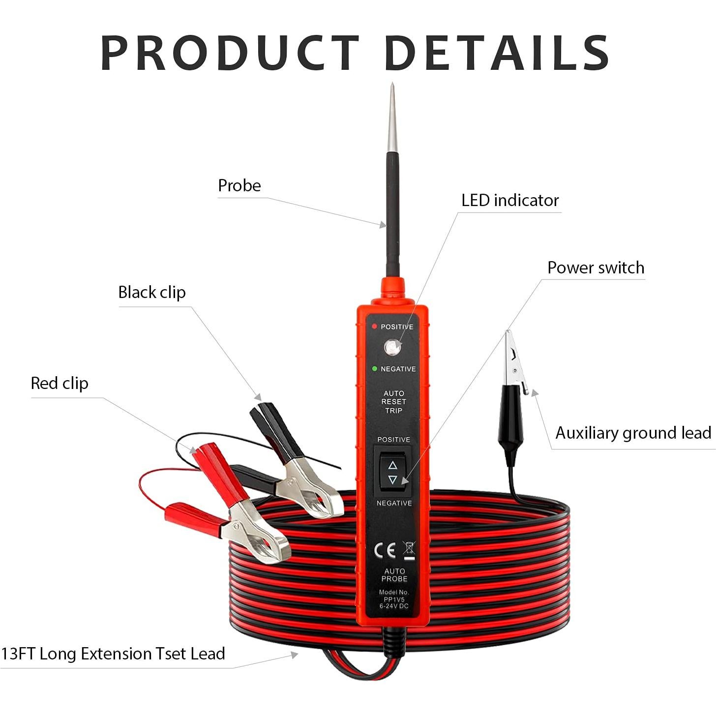 Kit de Sonda de Circuito Automotriz TYRAREX 6-24V LED
