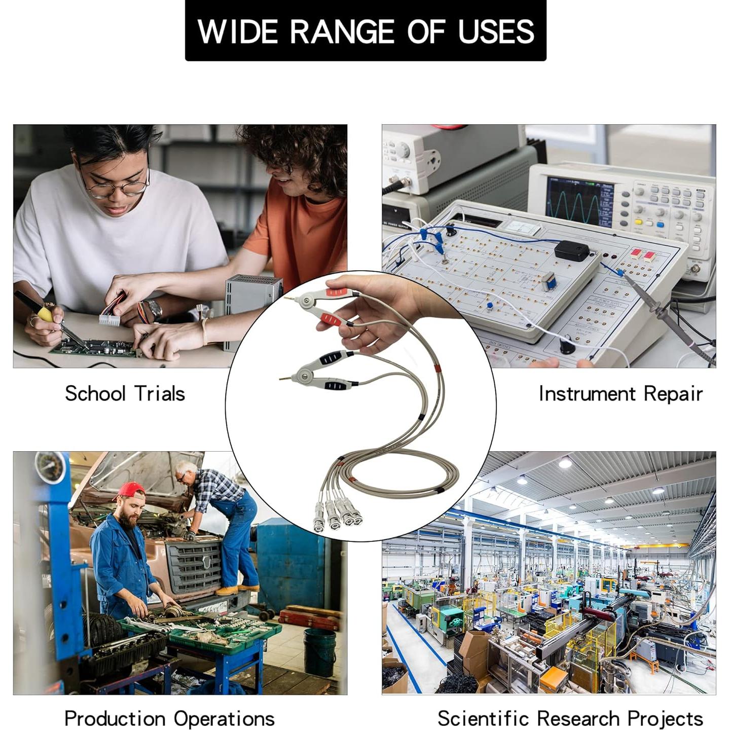 Juego de Cables de Prueba LCR BOCEUC con Clips de Cocodrilo