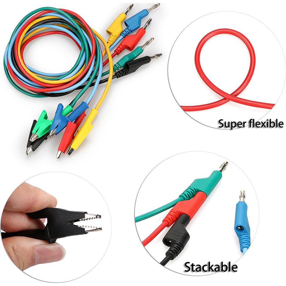 Cables de Prueba Sumnacon 1M Banana a Clip Cocodrilo 5PCS
