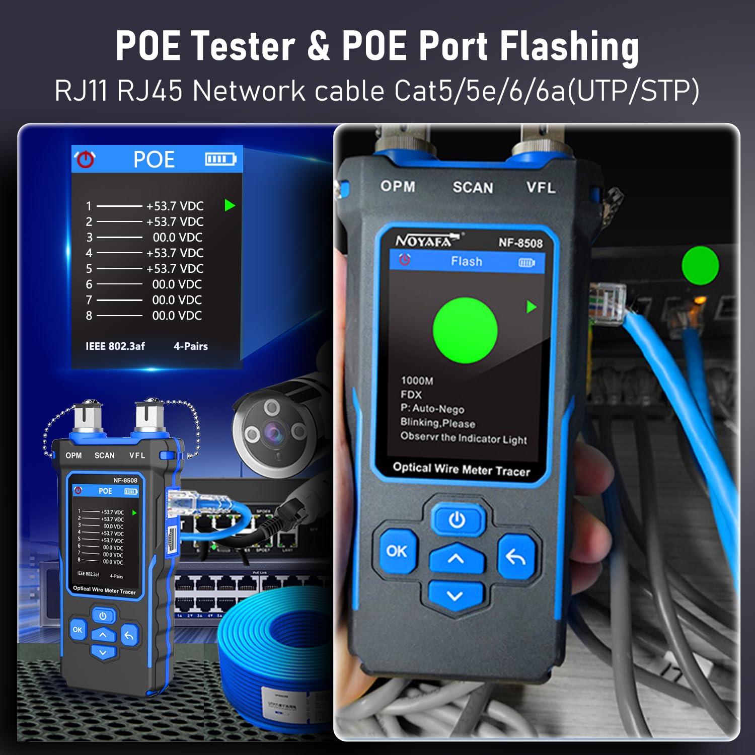 Probador de Cable de Red NOYAFA NF-8508 con Medidor Óptico