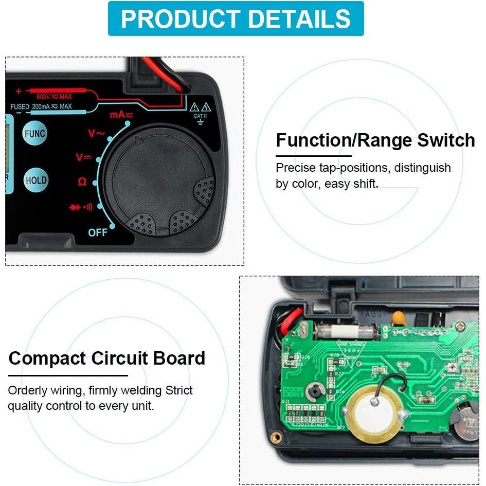 Multímetro Digital Compacto ALLOSUN EM3082 Auto Rango 0.15 kg
