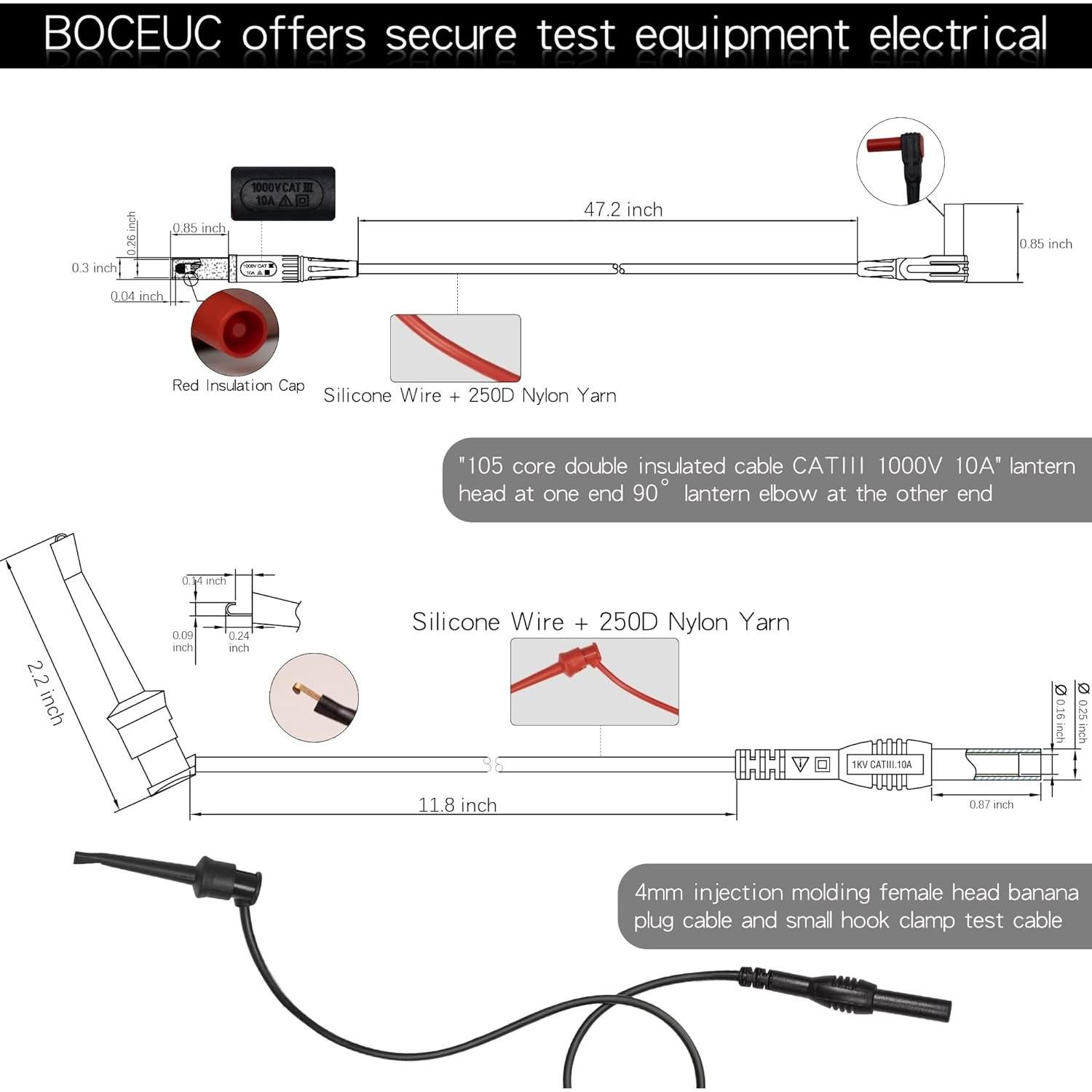 Kit de Cables de Prueba BOCEUC 312 para Multímetro 1000V