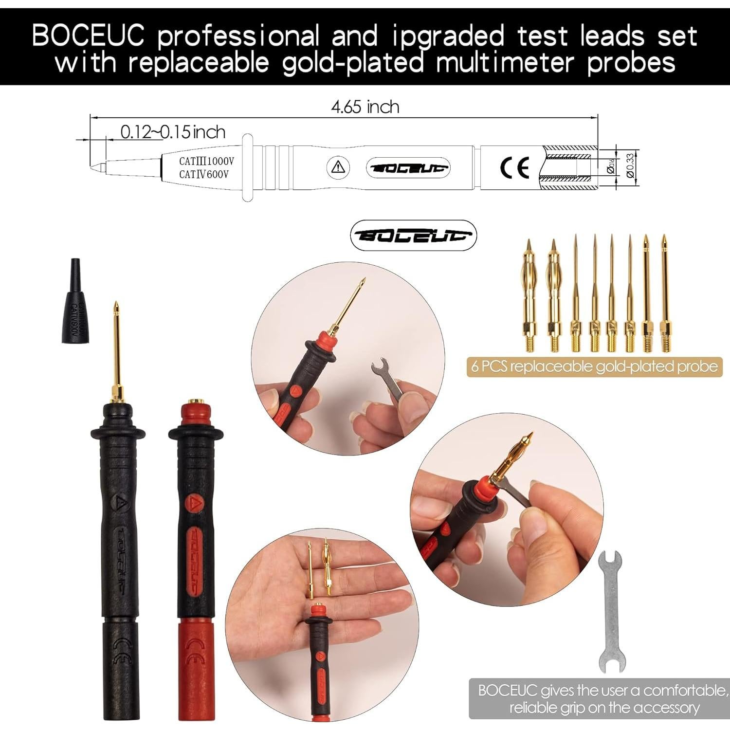 Kit de Cables de Prueba BOCEUC 312 para Multímetro 1000V