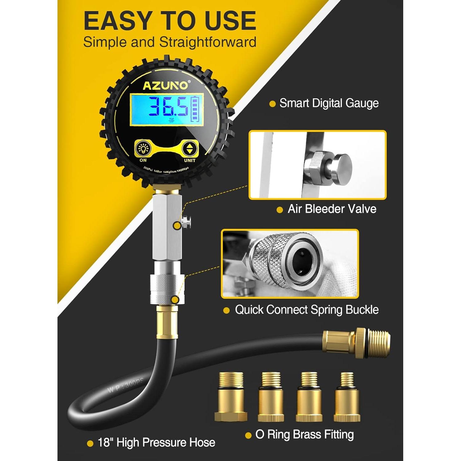 Kit de Medición de Compresión AZUNO Digital 200 PSI