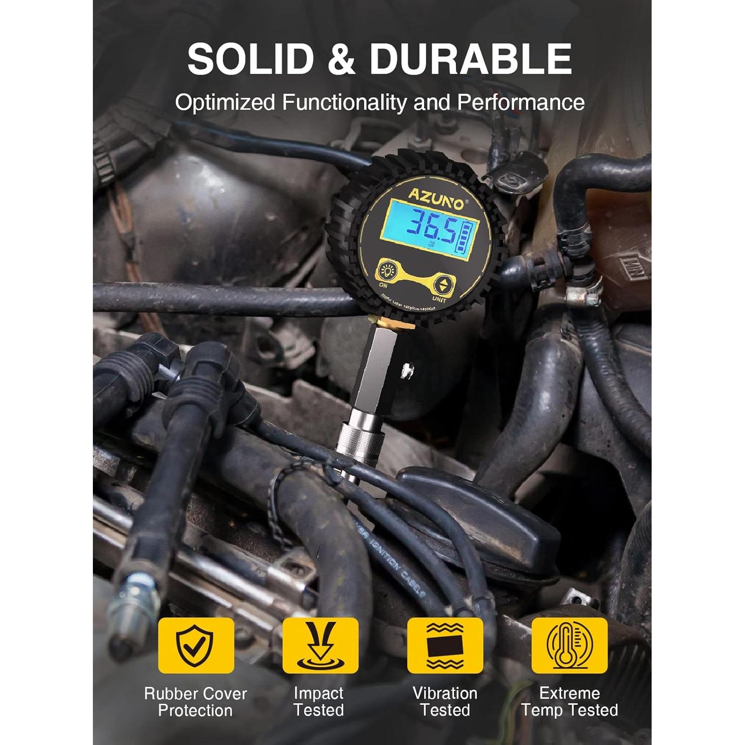 Kit de Medición de Compresión AZUNO Digital 200 PSI
