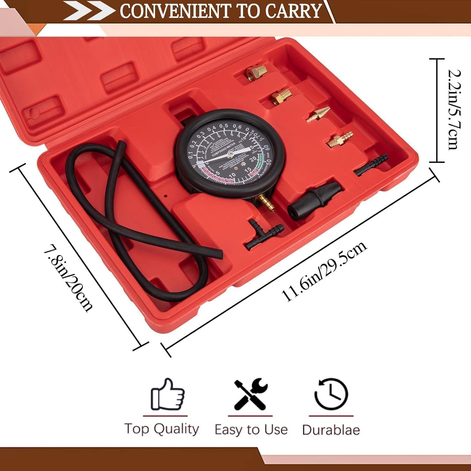 Kit de Manómetro de Vacío Automotriz VECKYJL 4" 0-70 cm-HG