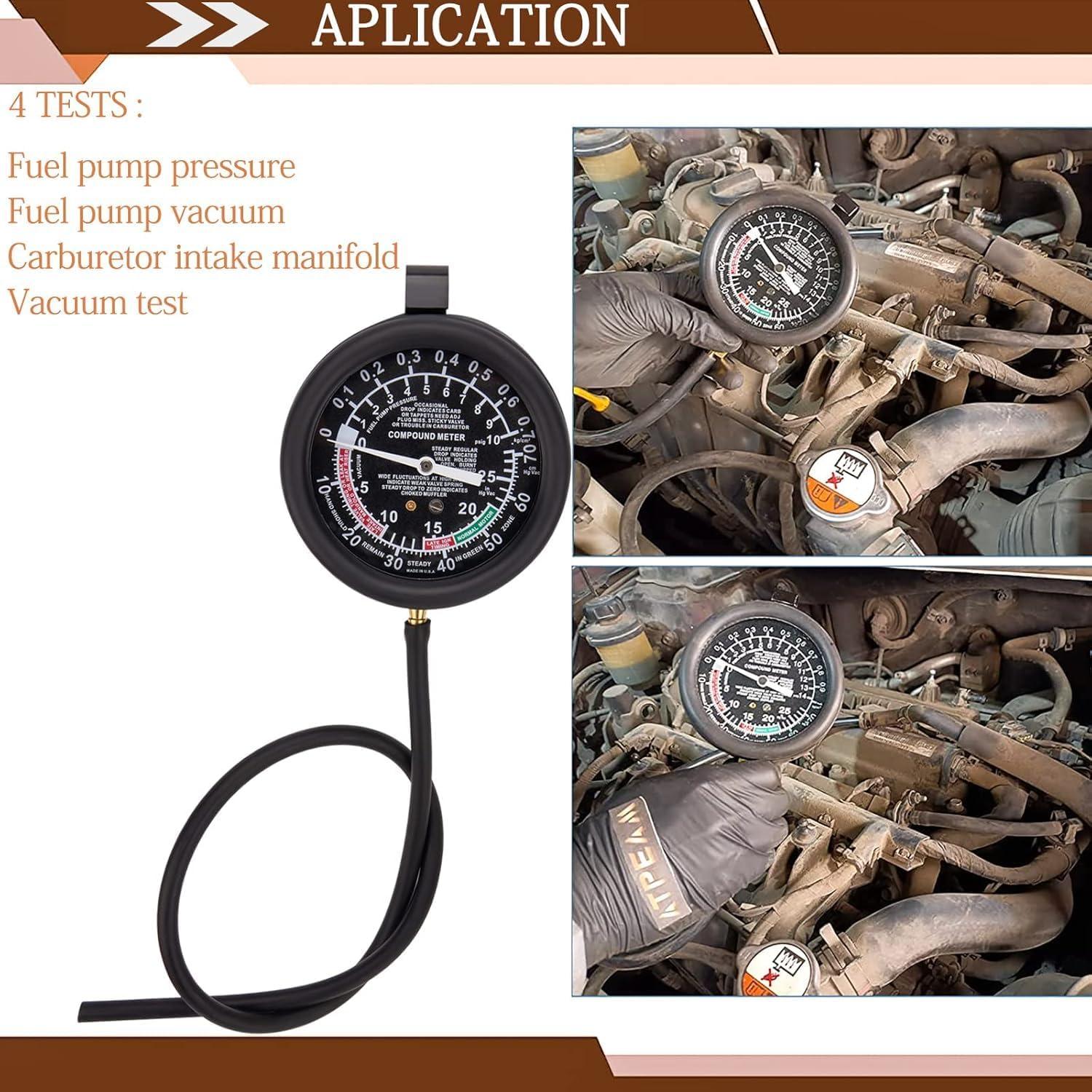 Kit de Manómetro de Vacío Automotriz VECKYJL 4" 0-70 cm-HG