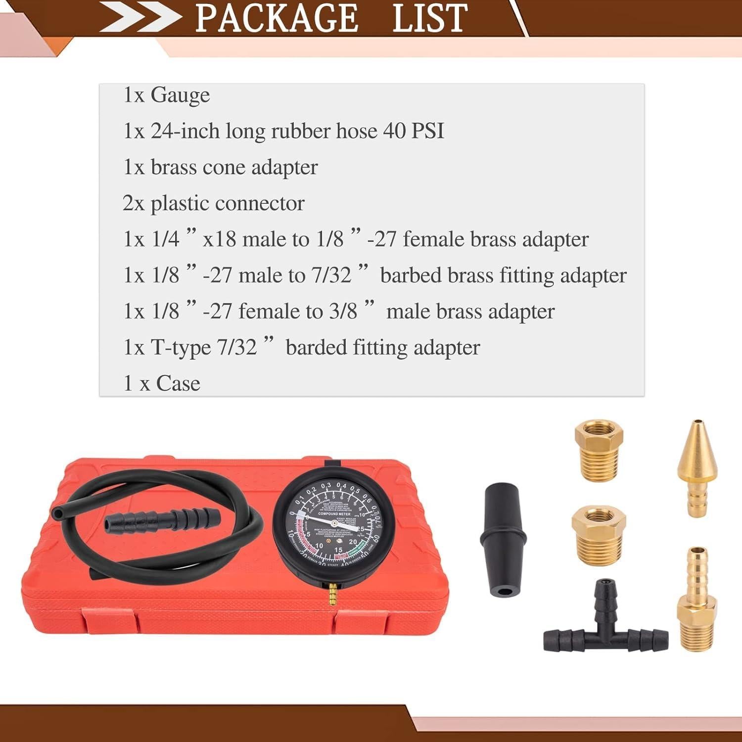 Kit de Manómetro de Vacío Automotriz VECKYJL 4" 0-70 cm-HG