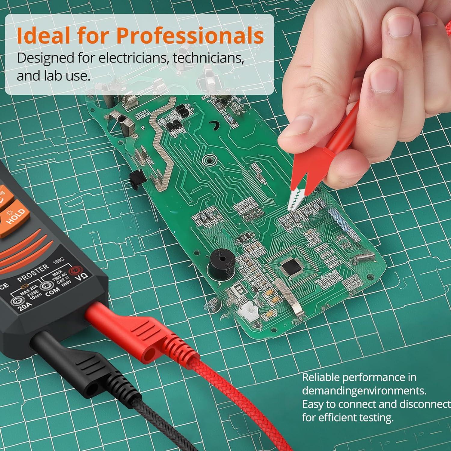 Cables de Prueba Proster 1.2m 20A 1000V Clip Cocodrilo