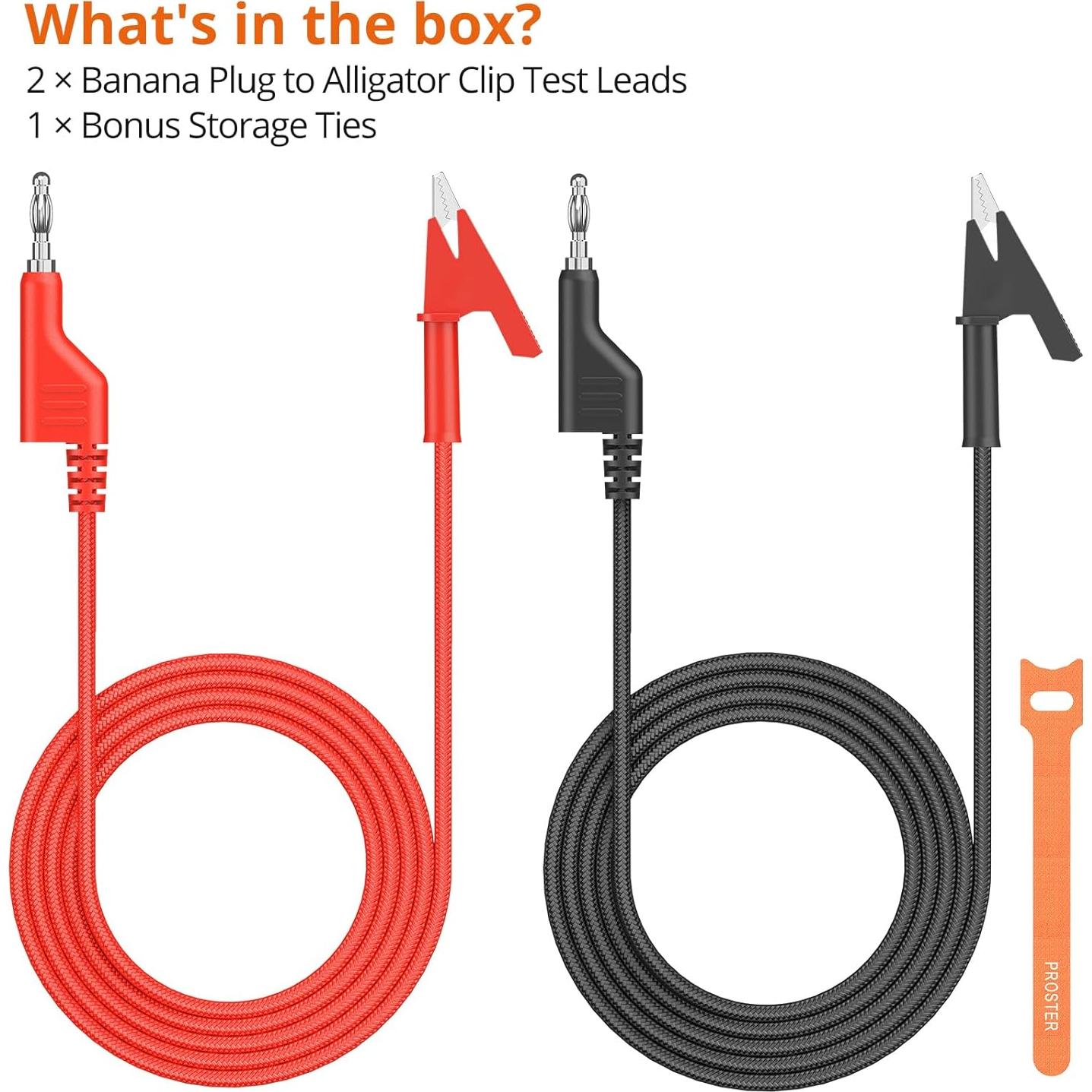 Cables de Prueba Proster 1.2m 20A 1000V Clip Cocodrilo
