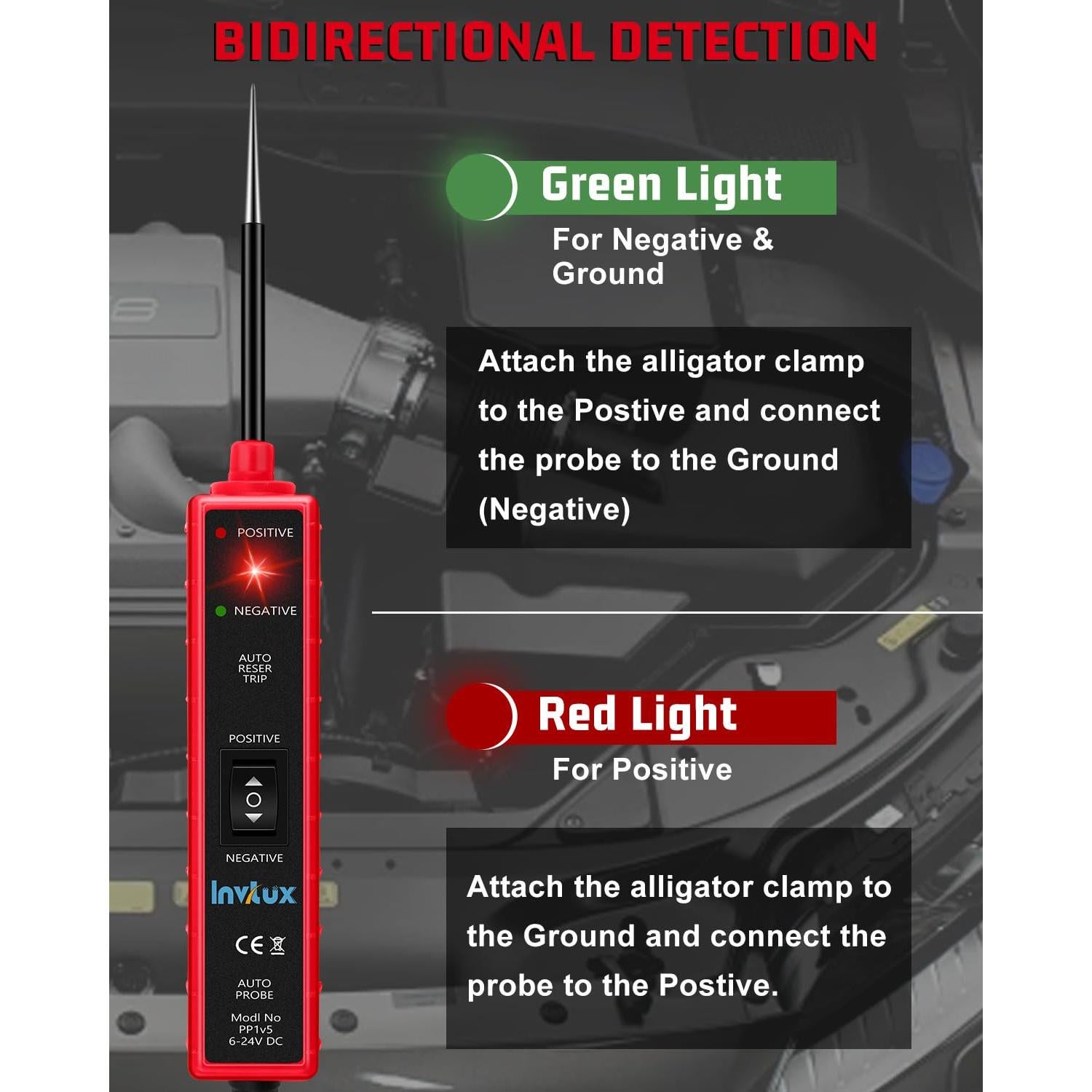 Probador de Circuito Automotriz Invtux 6-24V Pantalla Digital