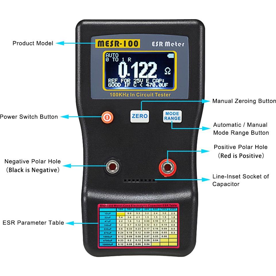 Medidor ESR Signstek MESR-100 V2 Capacitores y Resistencias
