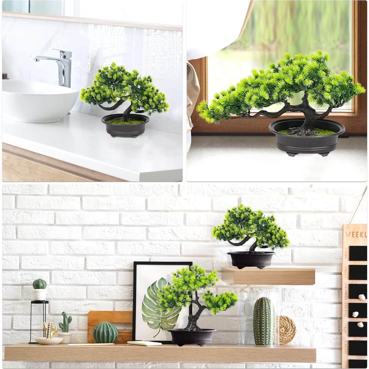 Árbol Bonsái Artificial CELESER 3 Macetas Decoración Interior