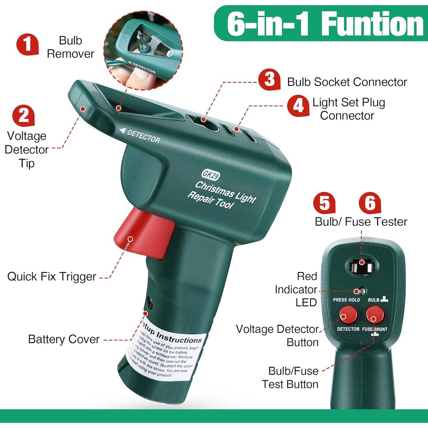 Kit de Reparación de Luces de Navidad Hohean 6 en 1 con 30 Bombillas