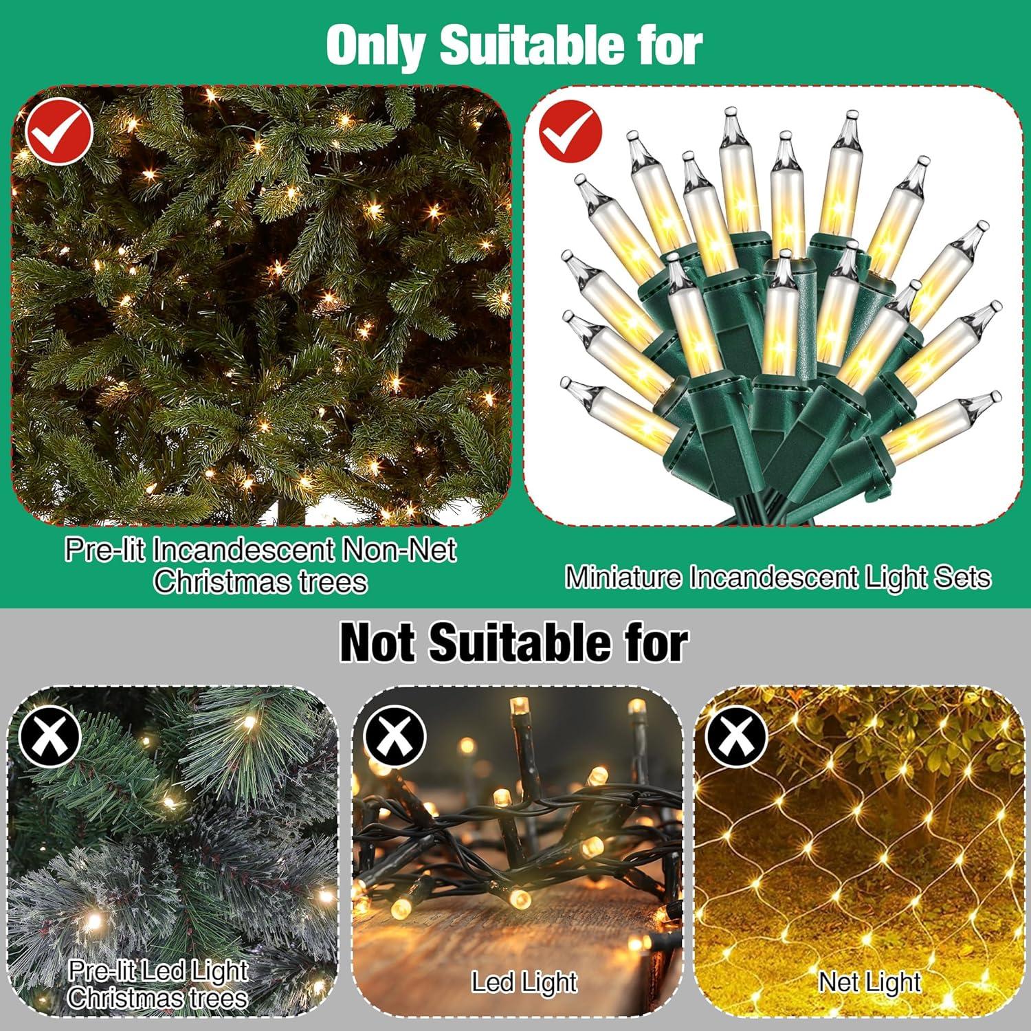 Kit de Reparación de Luces de Navidad Hohean 6 en 1 con 30 Bombillas