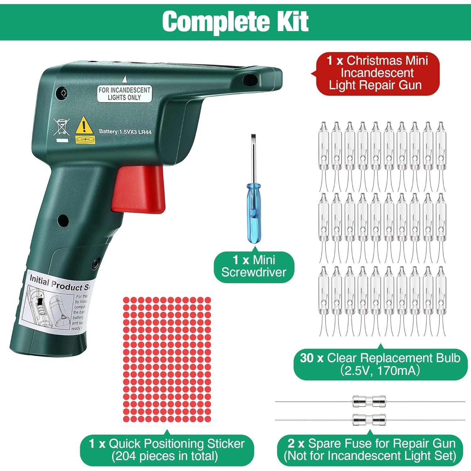 Kit de Reparación de Luces de Navidad Hohean 6 en 1 con 30 Bombillas