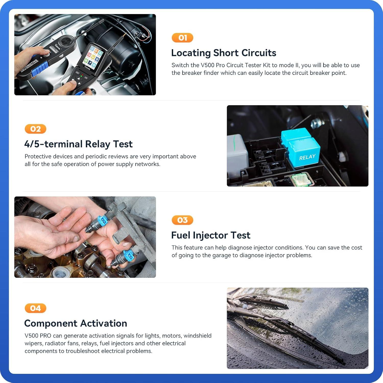 VDIAGTOOL V500 Pro Probador de Circuitos Automotriz 9-30V