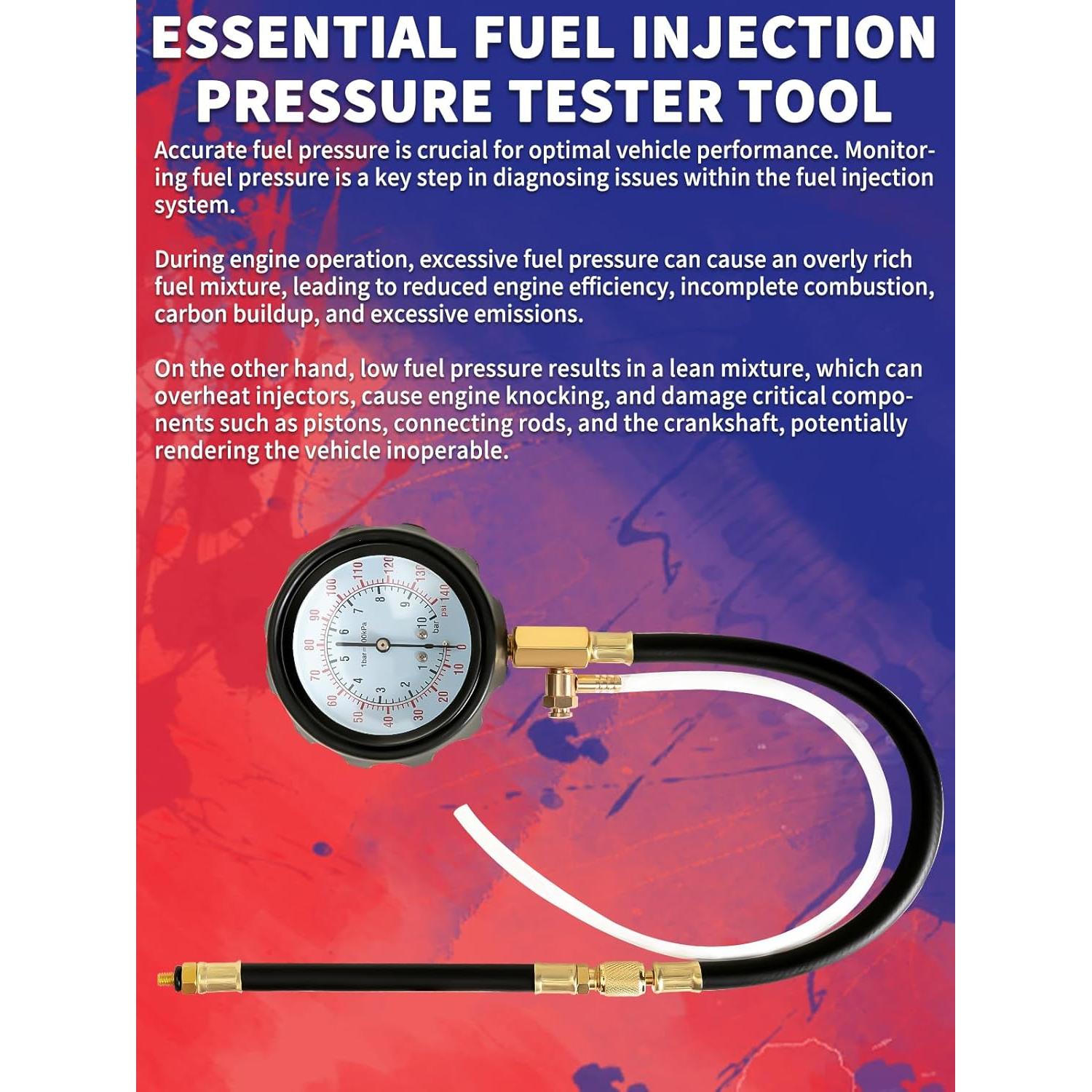 Kit Probador de Presión de Combustible Punmew 0-10 Bar para Coches