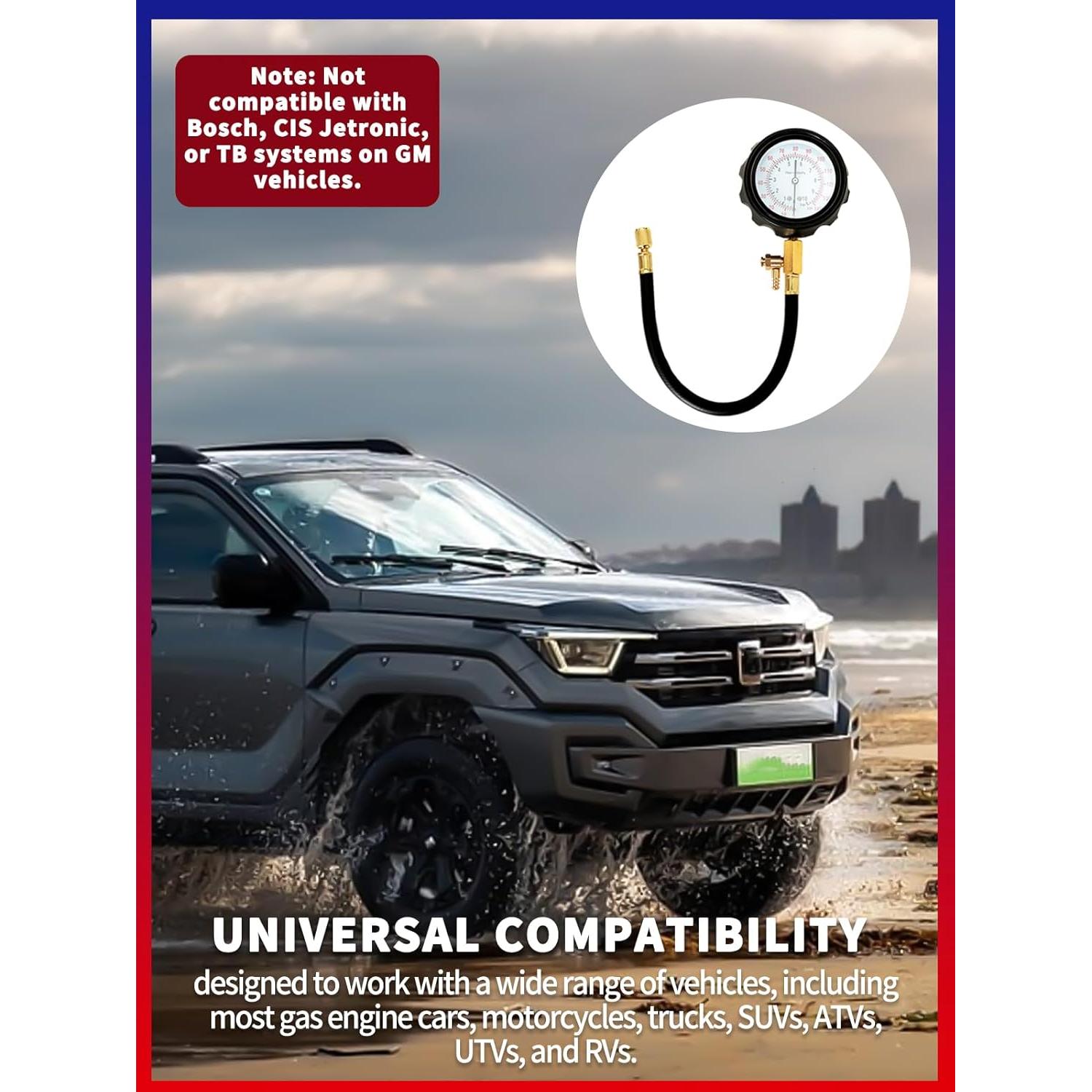 Kit Probador de Presión de Combustible Punmew 0-10 Bar para Coches